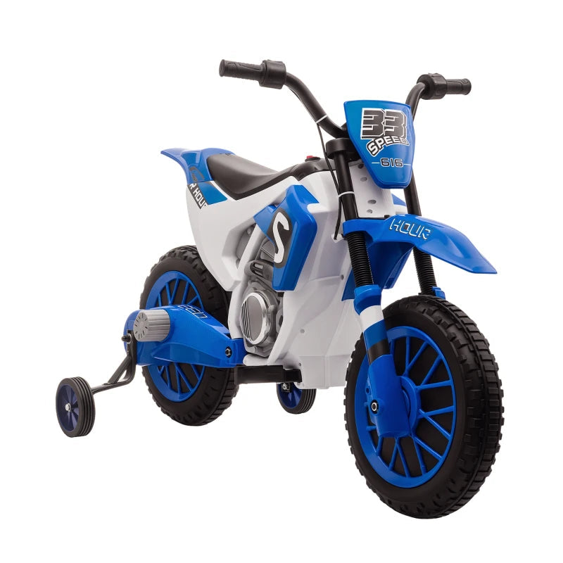 Moto elettrica cross per bambini blu – vista laterale