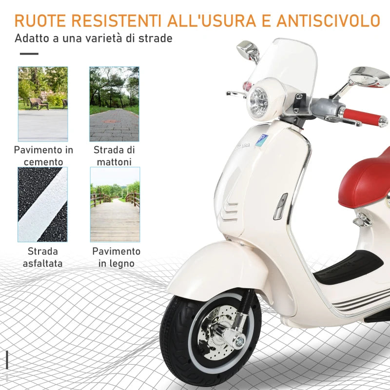 Vespa elettrica bianca – ruote antiscivolo