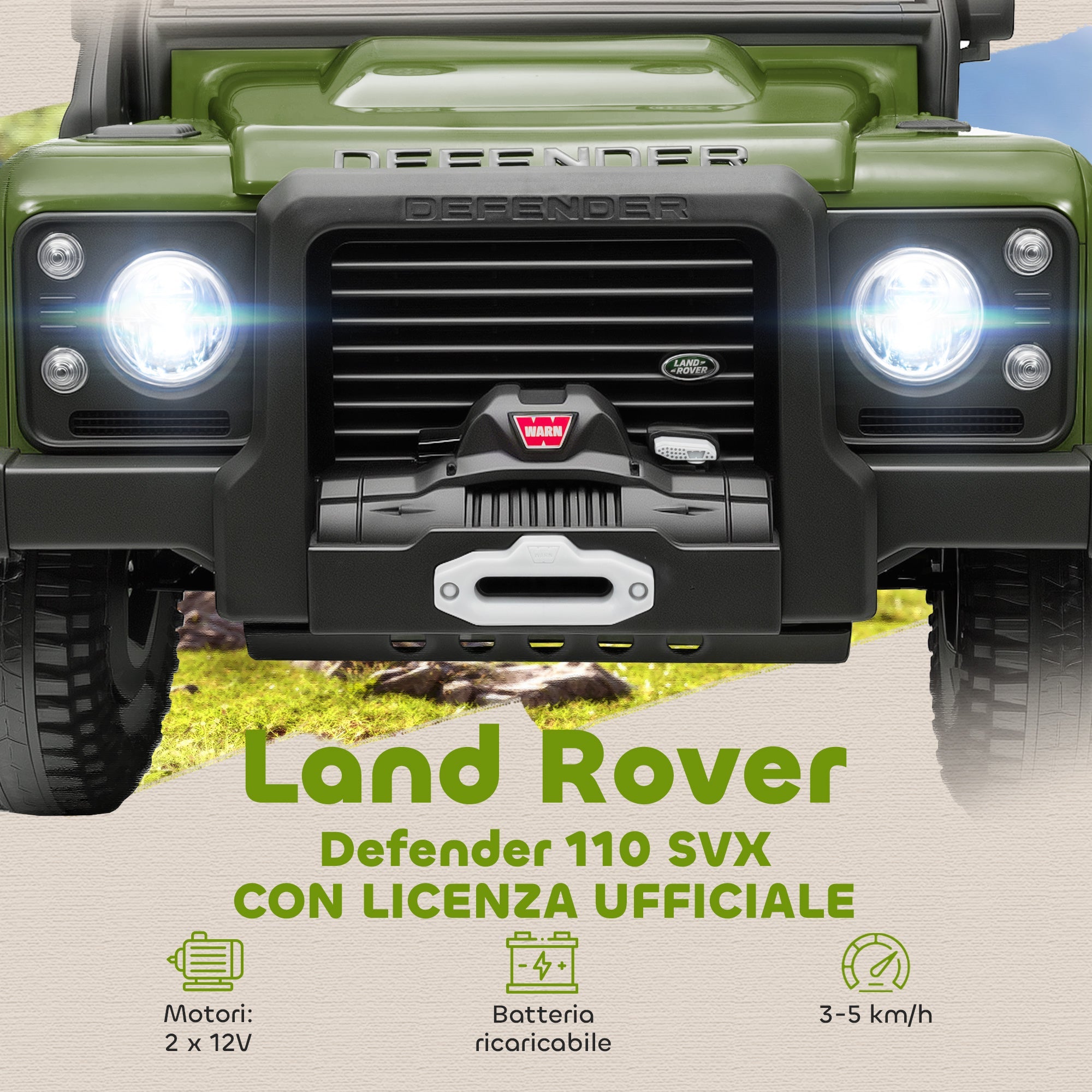 Land Rover Defender - fari e dettagli frontali