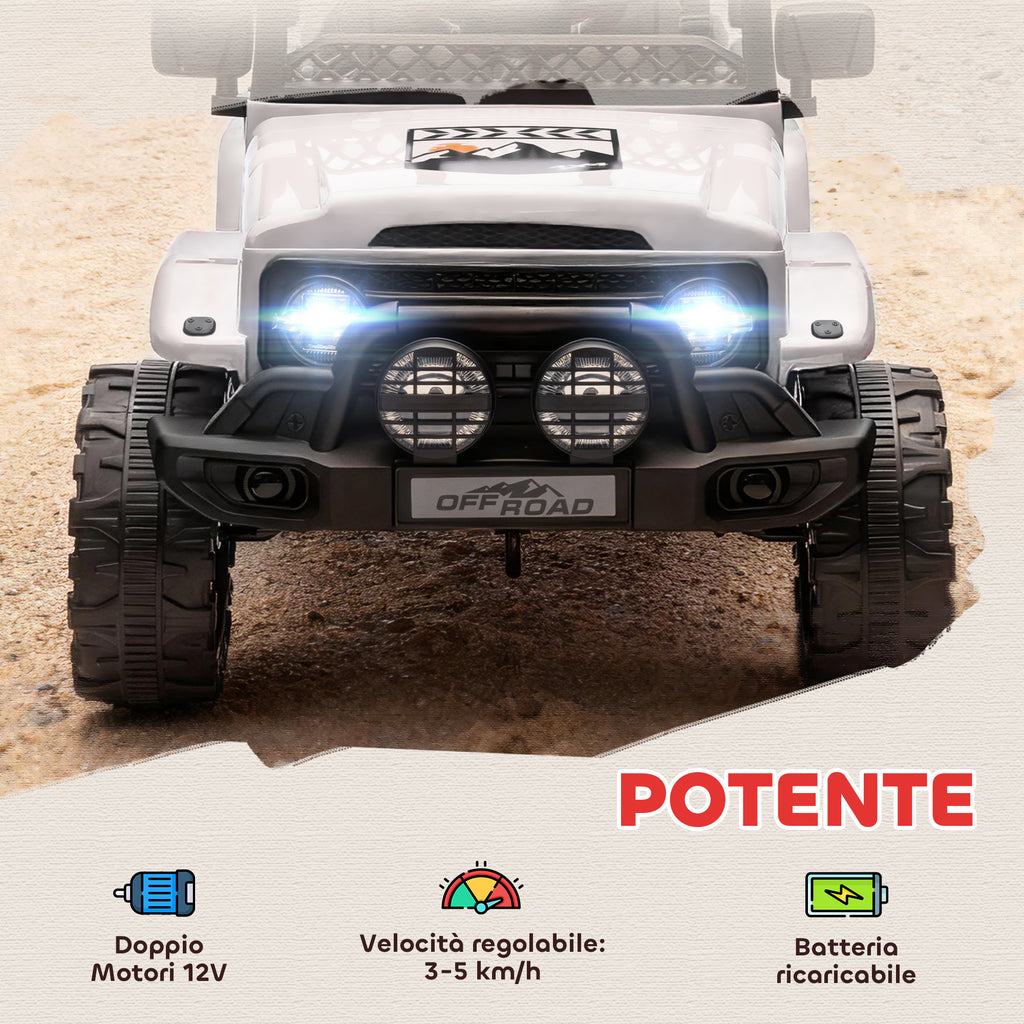 Jeep Off-Road 4x4 Elettrica per Bambini – Doppio Motore 12V con Telecomando