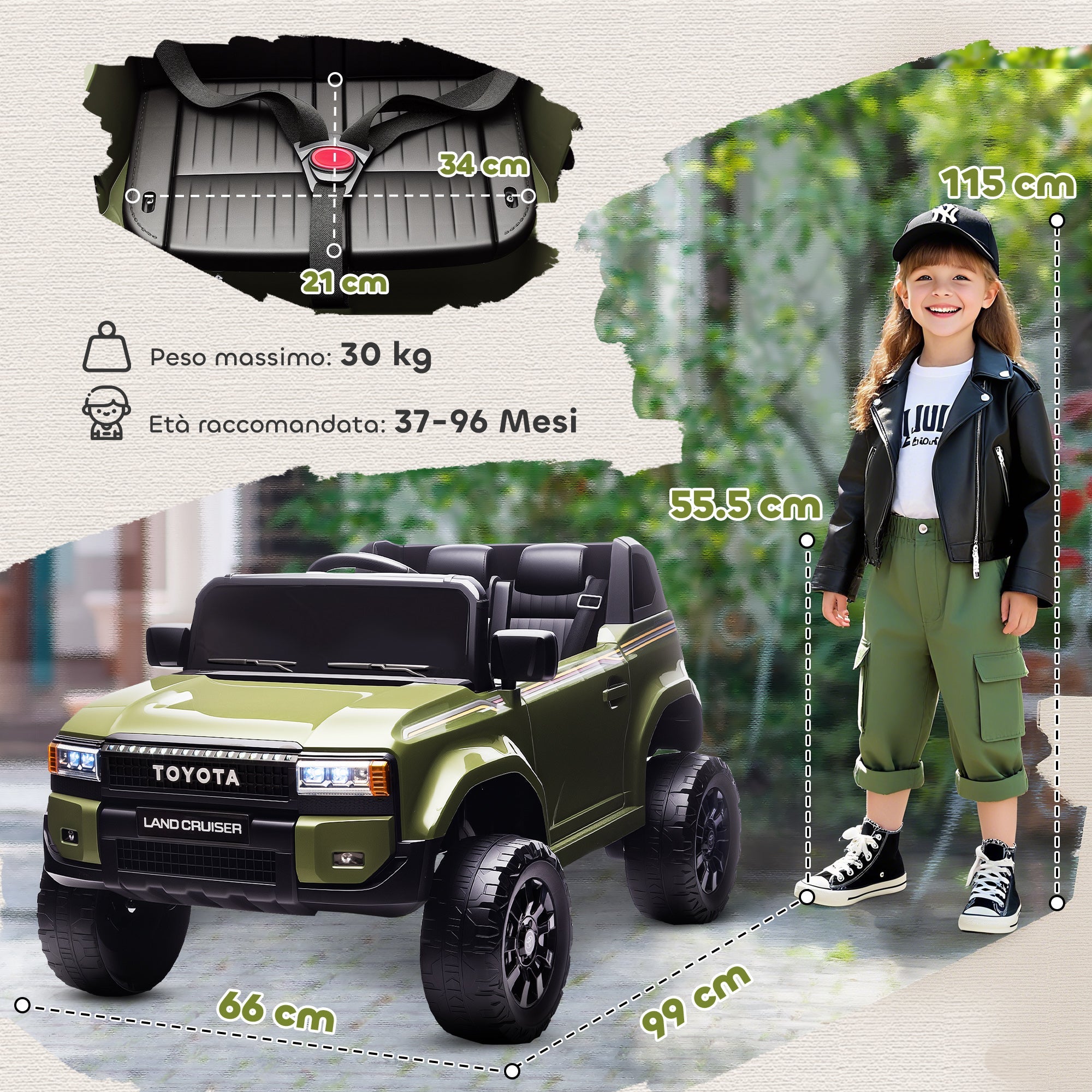 Bambino alla guida del Toyota Land Cruiser elettrico