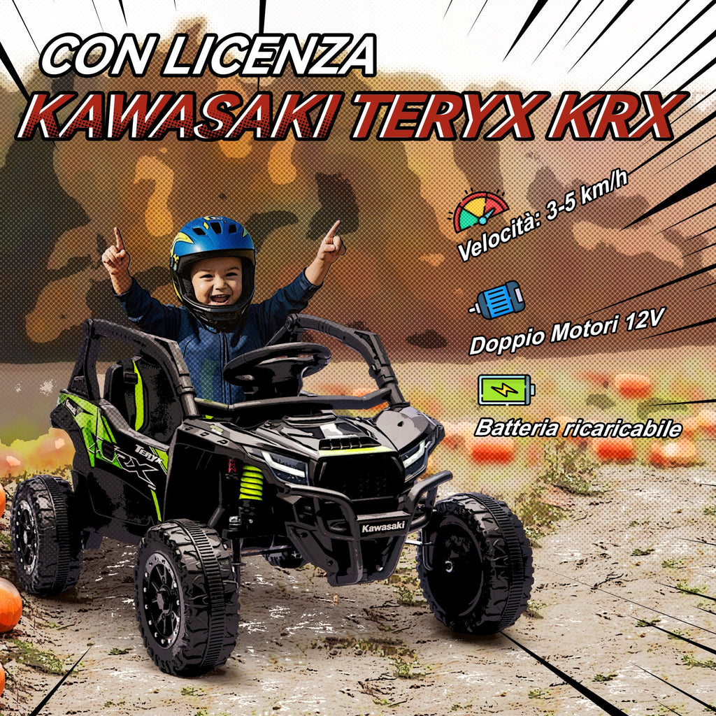 Kawasaki Teryx KRX - licenza ufficiale doppio motore 12V velocità 3-5 km/h