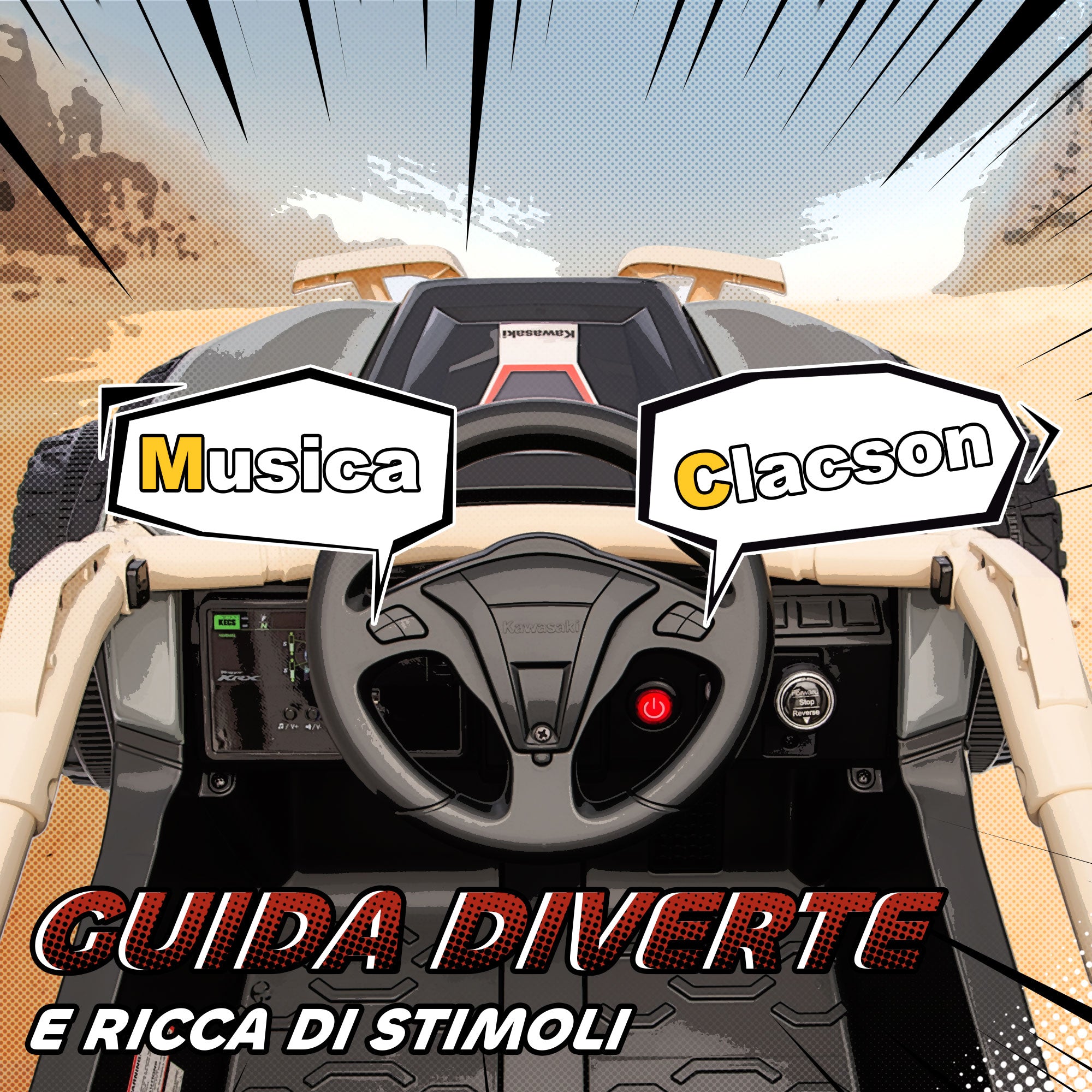 Kawasaki Teryx KRX 1000 Elettrico per Bambini – Edizione Gialla Sabbia con Telecomando