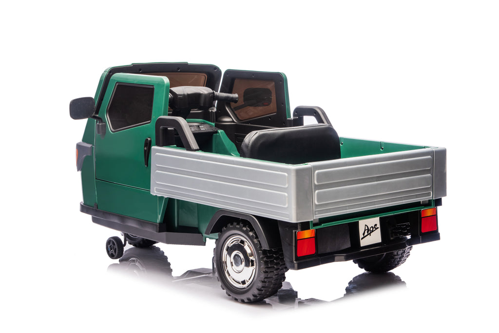 Piaggio Ape Electric verde - vista posteriore con cassone