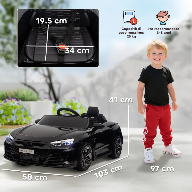 Audi RS e-tron GT – dimensioni 103x58x41 cm, età 3-5 anni, peso max 25 kg
