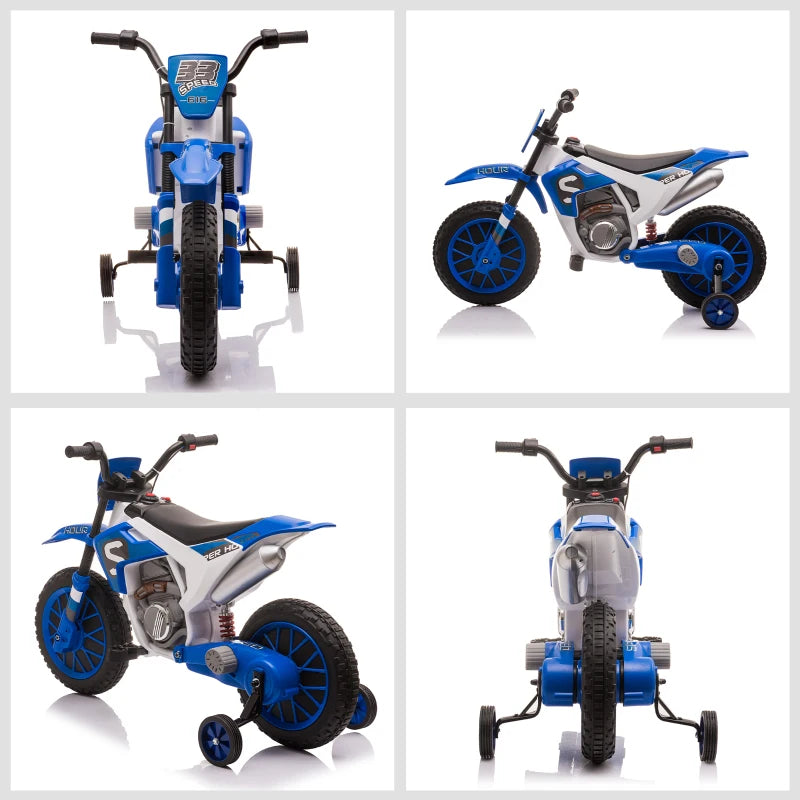 Moto elettrica cross per bambini blu – viste multiple