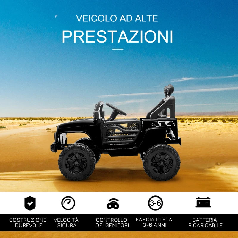 Jeep 4x4 Elettrica per Bambini – Nera